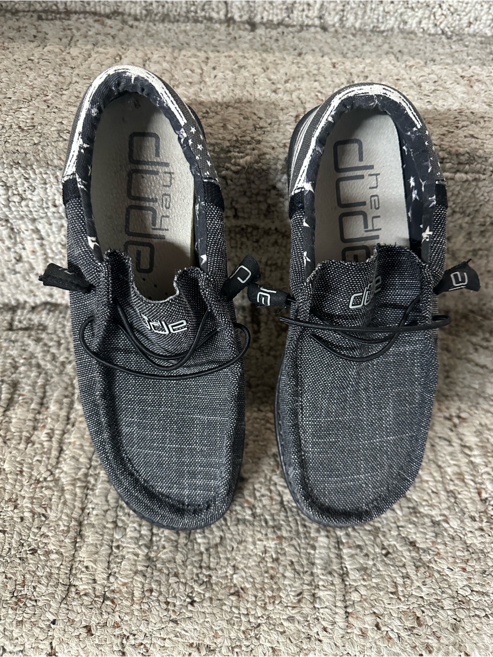 Hey Dude Charcoal Gray Patriotic Slip-On Canvas Shoes